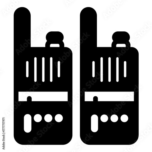 Walkie talkie radios solid icon, police force concept. Vector graphics. Pocket radio devices pair, communication sign on white background, style icon mobile or web design.