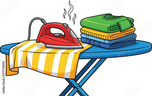 Ironing box for clothes vector cartoon illustration