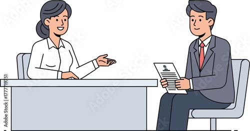 Woman interviewing man for job