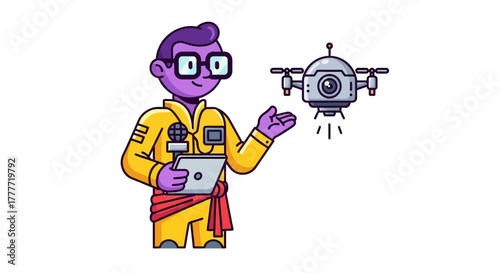 Journalist Broadcasting Live Using Drone Technology For Reporting And Media Coverage