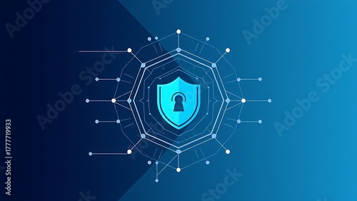 chelation. Abstract geometric patterns and shield symbols representing digital security concept. product launch decks, UI/UX mockups, designed for product launches and innovation pitches.