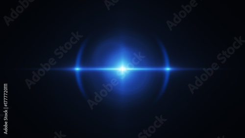 キラキラ輝く青色の光のエフェクト、レンズフレア