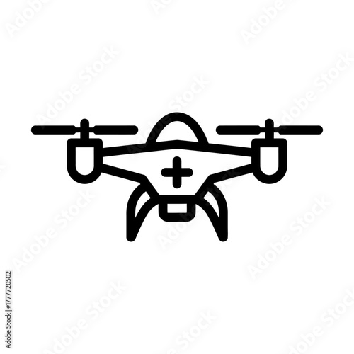 Medical Drone Icon: Outline Illustration of Healthcare Delivery System