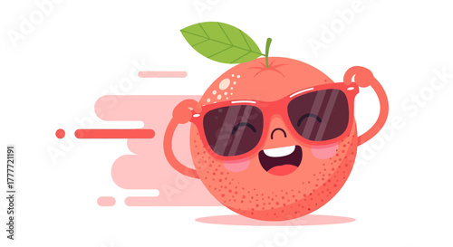 Joyful Citrus Fruit with Sunglasses Radiating Cheerful Vibes and Playful Fun