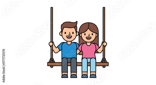 Joyful Couple Swinging Together Depicted in Vector Illustration on Black Background
