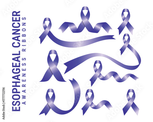 Periwinkle Ribbon Vector Set - Esophageal Cancer Awareness Symbol