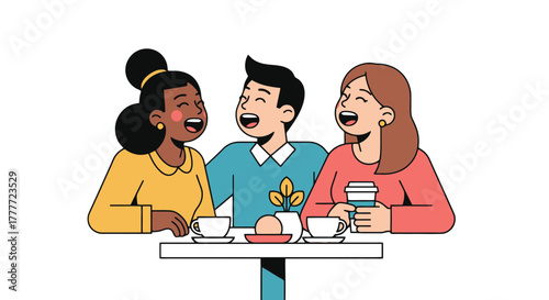 Joyful Dialogue Between Friends: Coffee, Conversation, And Shared Laughter In Cafe