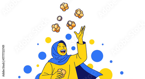 Joyful Female Celebrating Life With Vibrant Colors and Delightful Illustrations