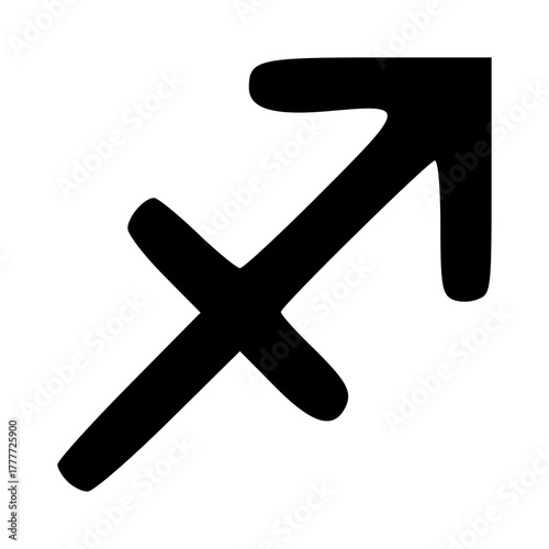 Sagittarius Zodiac Glyph Simple Black Astrological Sign