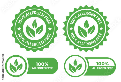 Allergen free label or Allergen free symbol vector isolated in flat style. Best Allergen free label vector for product packaging design element. Allergen free symbol for packaging design element.