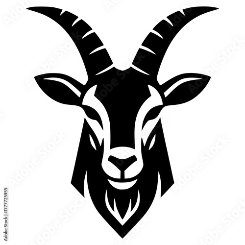 Stylized Black Goat Head Logo Capricorn Zodiac Sign