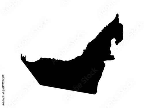 Map of UAE silhouette vector art. United Arab Emirates country map land of Arab Emirati people. Dubai country full map. Vector illustration.