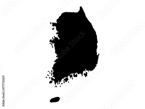 Map of South Korea silhouette vector art. South Korea country map land of Korean people. Full map of South Korea land. Vector illustration.