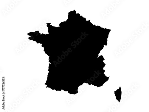 Map of France silhouette vector art. France country map land of French people. Full map of France land. Vector illustration.