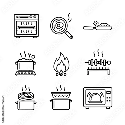 Cooking methods line icons Vector