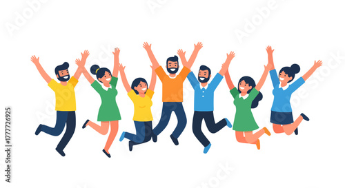 Joyful Group Of People Celebrating Success, Achieving Goals, And Exuding Happiness and Energy