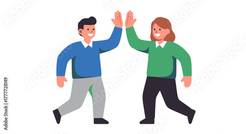 Joyful Partnership Celebrating Success With High-Five Gestures And Smiles