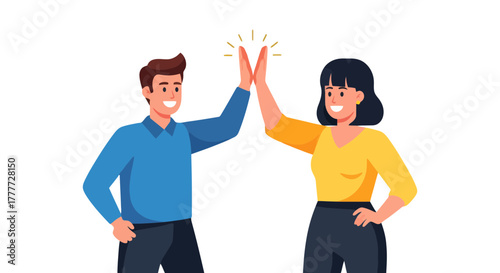 Joyful Partnership Celebration High Five Success Collaboration Team Effort Achievement