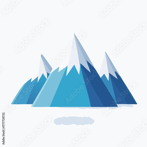 Stylized Blue Mountain Range with Snow Peaks.
