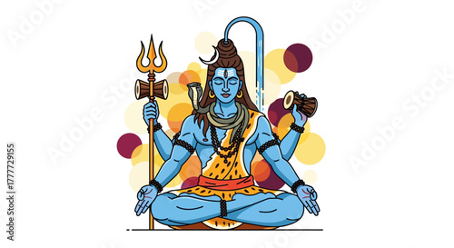 Illustration depicting a deity in a meditative posture digital art