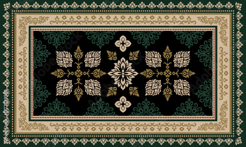 Damask rug pattern, carpet design. rug pattern Boho tribal texture,carpet pattern floral.motif,grometric. Rug design elegance, decor living dining room,bedroom. Woven carpet illustration.damask floral