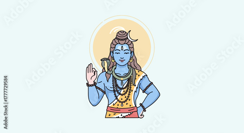 Divine Being Illustration with Traditional Adornments and Serene Expression