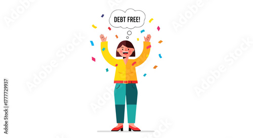 Joyful Person Celebrating Financial Freedom After Eliminating All Outstanding Debts