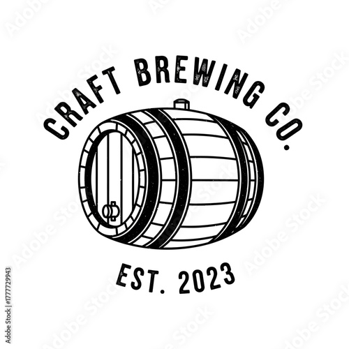 Craft Brewing Company Logo Depicting a Wooden Barrel Established in 2023.