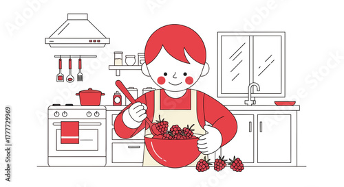 Joyful Person Preparing Food in a Kitchen Environment for Delicious Meal Preparation