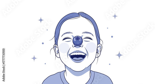 Joyful Person With A Blueberry On Their Nose Showing Genuine Happiness And Delight