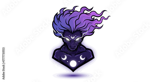 Celestial Being: An artistic depiction of an ethereal being, adorned with celestial symbols and radiating a mystical aura, embodies the mystery of the cosmos.