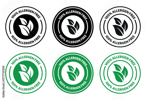 Allergen free label or Allergen free symbol vector isolated in flat style. Best Allergen free label vector for product packaging design element. Allergen free symbol for packaging design element.