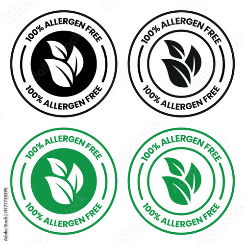 Allergen free label or Allergen free symbol vector isolated in flat style. Best Allergen free label vector for product packaging design element. Allergen free symbol for packaging design element.