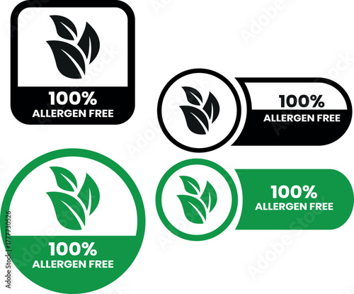 Allergen free label or Allergen free symbol vector isolated in flat style. Best Allergen free label vector for product packaging design element. Allergen free symbol for packaging design element.