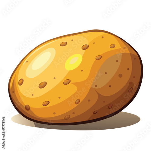 Cartoon potato vector illustration, golden brown color, simple design. cartoon