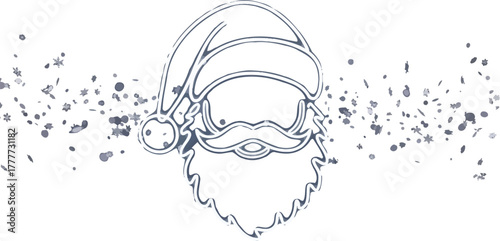 Neon santa claus with snowflakes falling on a dark background for christmas