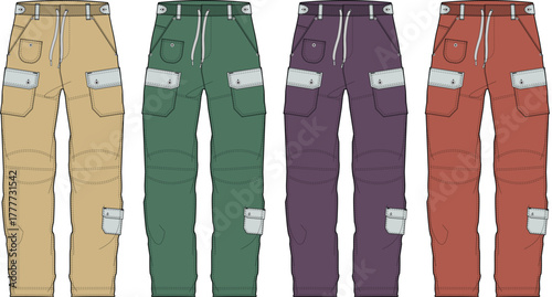 Various Colors of Utility Trousers for Outdoor or Casual Wear Fashion and Design Options