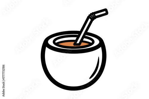 Tropical Coconut Drink Vector Illustration