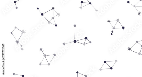 Flat design celestial pattern featuring interconnected star constellations for a modern and abstract background texture