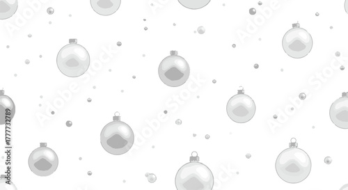 Flat White Christmas Ornaments Seamless Pattern on Clean Background – Modern Minimalist Holiday Design for Festive Celebrations