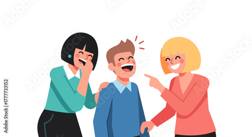 Joyful Trio: Friends In Laughter, Sharing Hilarious Moments, Smiling In Delight Together