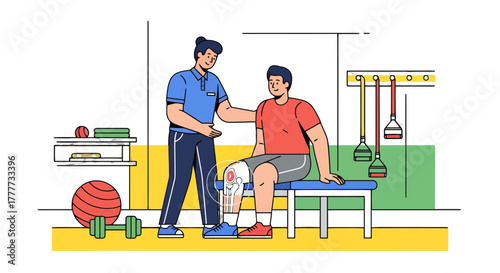 Knee Rehabilitation Session Showing Physical Therapist Assisting Patient In Recovery