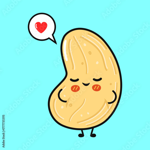 Happy cashew nut dreaming about love