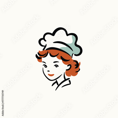 a smiling redheaded girl wearing a chef's hat