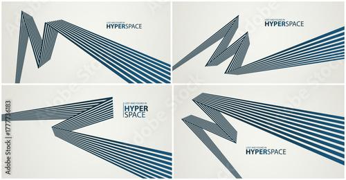 3D lines in impossible perspective vector minimal abstract background set, force and energy in dynamic motion creative concept, surreal speed.