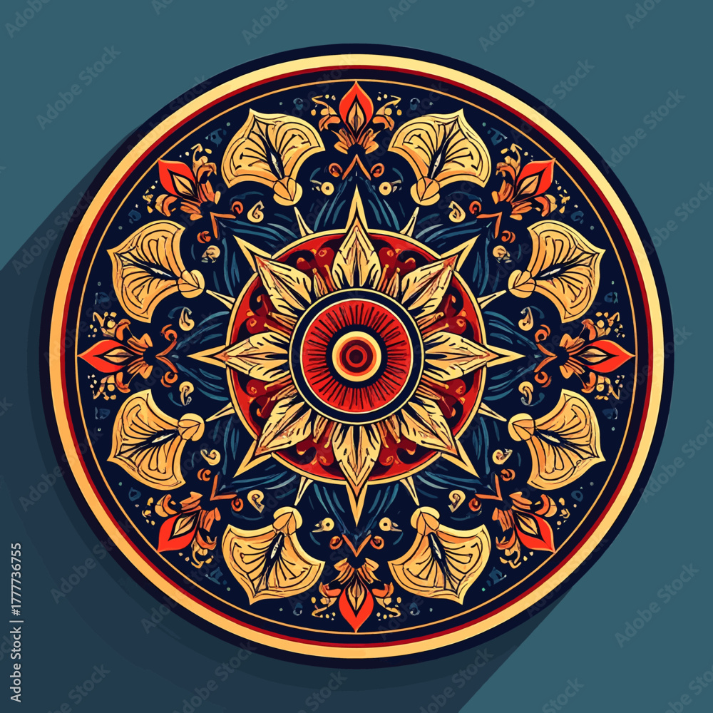 Obraz premium Ornate Mandala Design with Floral Motifs and Intricate Patterns, Elegant Decorative Element