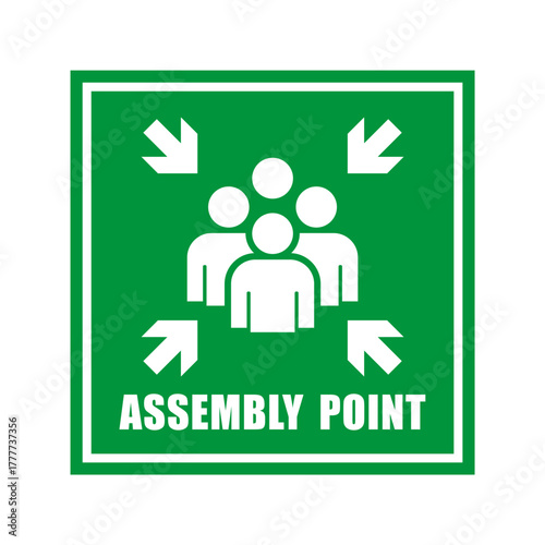 simple classic green emergency assembly point sign symbol icon vector isolated on transparent background