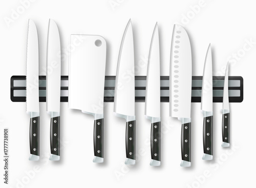 Knives. Set of kitchen knives clipart vector illustration. Knife with tree handle . Kitchen concept icon logo. Vector