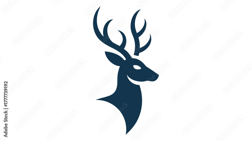 Naklejka premium Stylized deer head silhouette icon