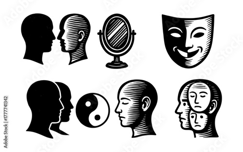 Duality and reflection: faces, mirrors, masks, yin yang in linear design